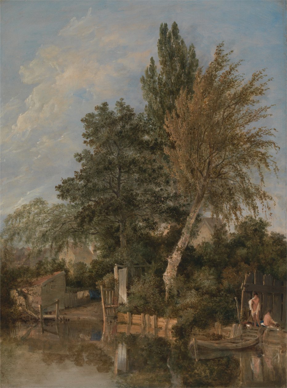 Pojat kylpevät Wensum -joella, Norwich tekijältä John Crome