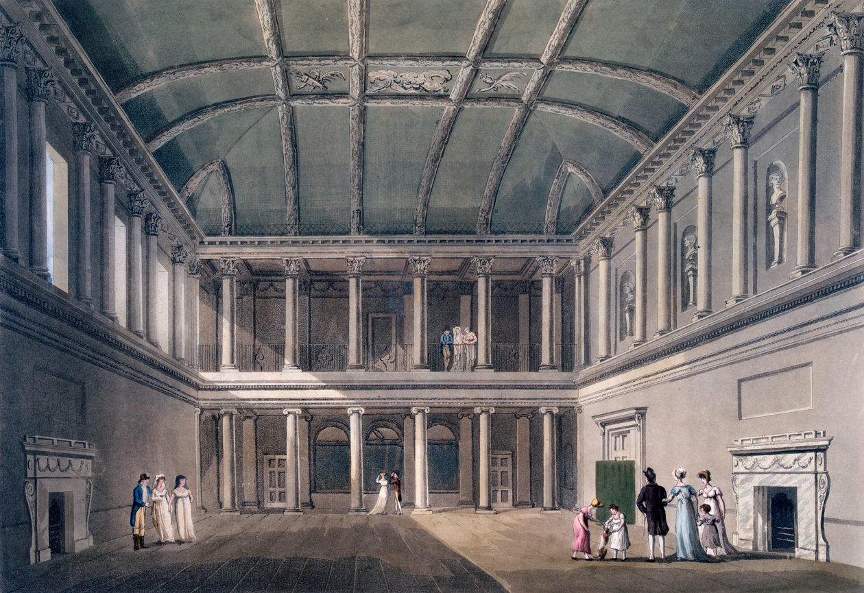 Bath, the Concert Room, teoksesta "Bath, kuvitettu sarjan näkemyksiä", julkaistu 1805 tekijältä John Claude Nattes