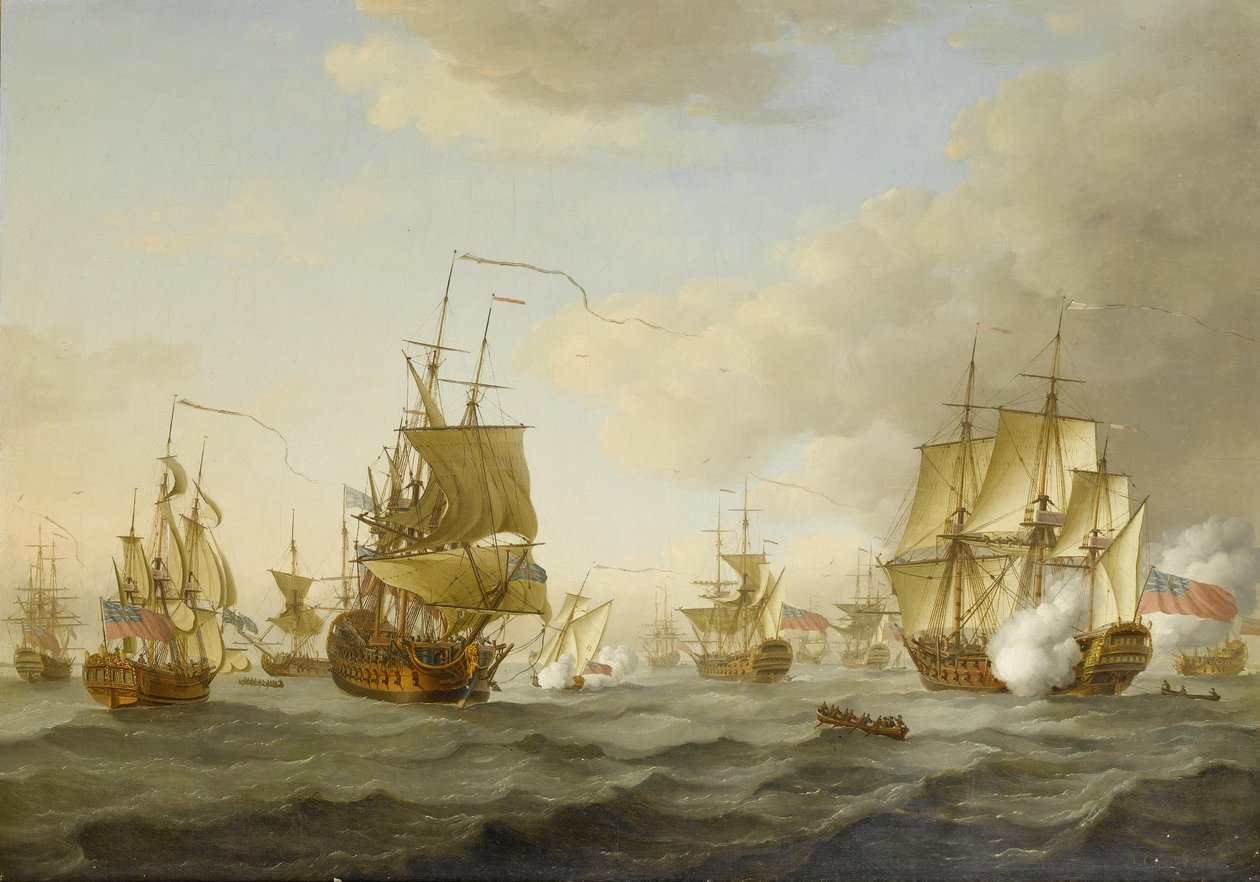 Amiraali Byngin laivasto käynnistyy Spitheadista tekijältä John Cleveley the elder