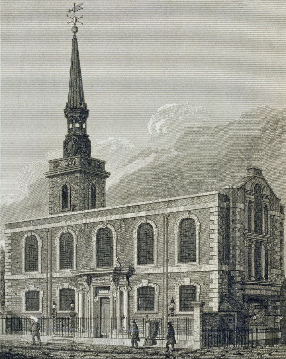 St. James, Westminster, kaivertanut J. Skelton Lontoon kirkollista arkkitehtuuria varten, 1814 tekijältä John Coney