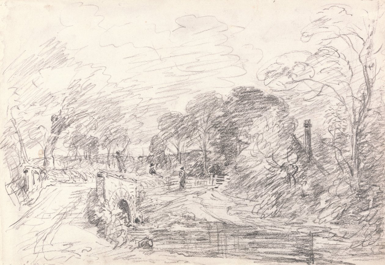 Silta lähellä Salisbury Courtia, ehkä Milford Bridge tekijältä John Constable