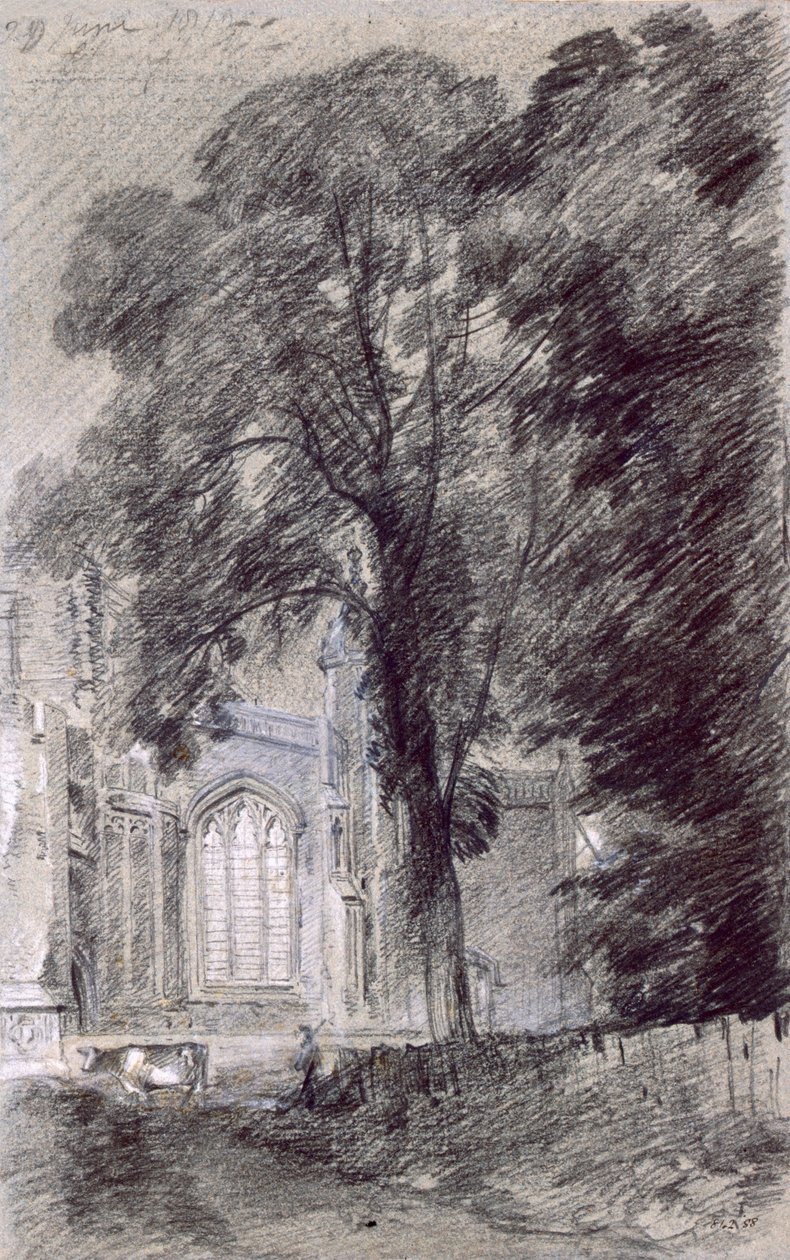 East Bergholt Church - West End (grafiitti paperille) tekijältä John Constable