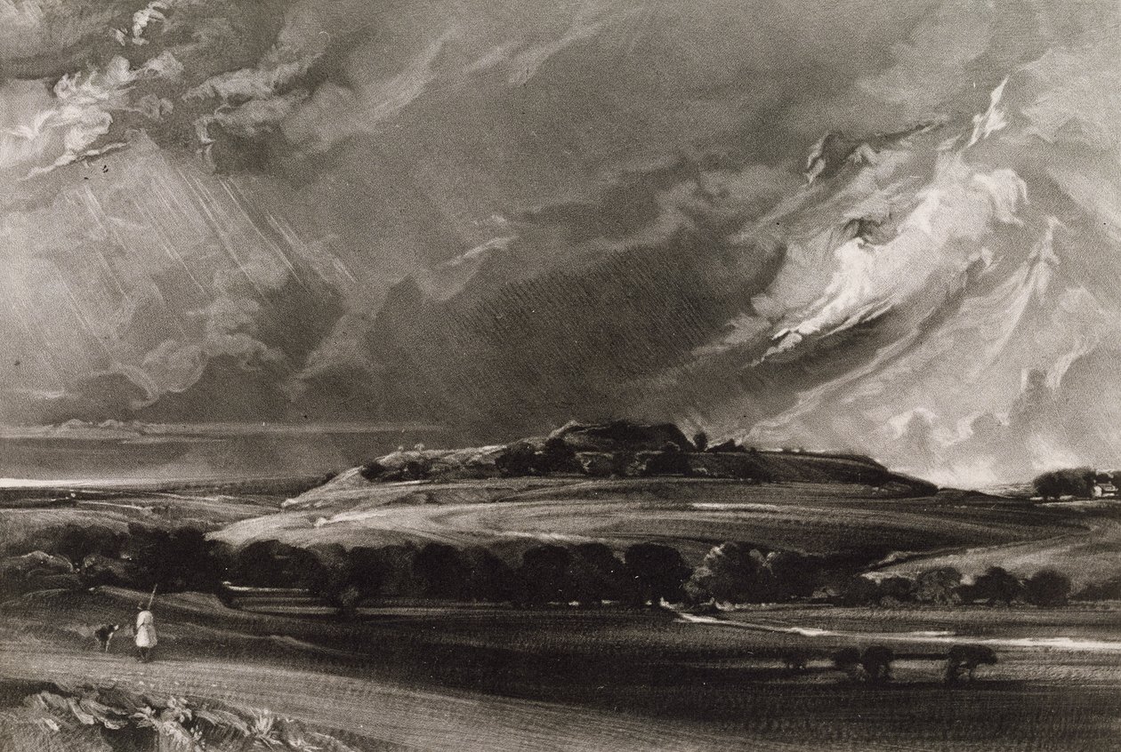 Vanha Sarum, kaiverrus David Lucas (1802-81) n. 1829 (mezzotint) tekijältä John Constable