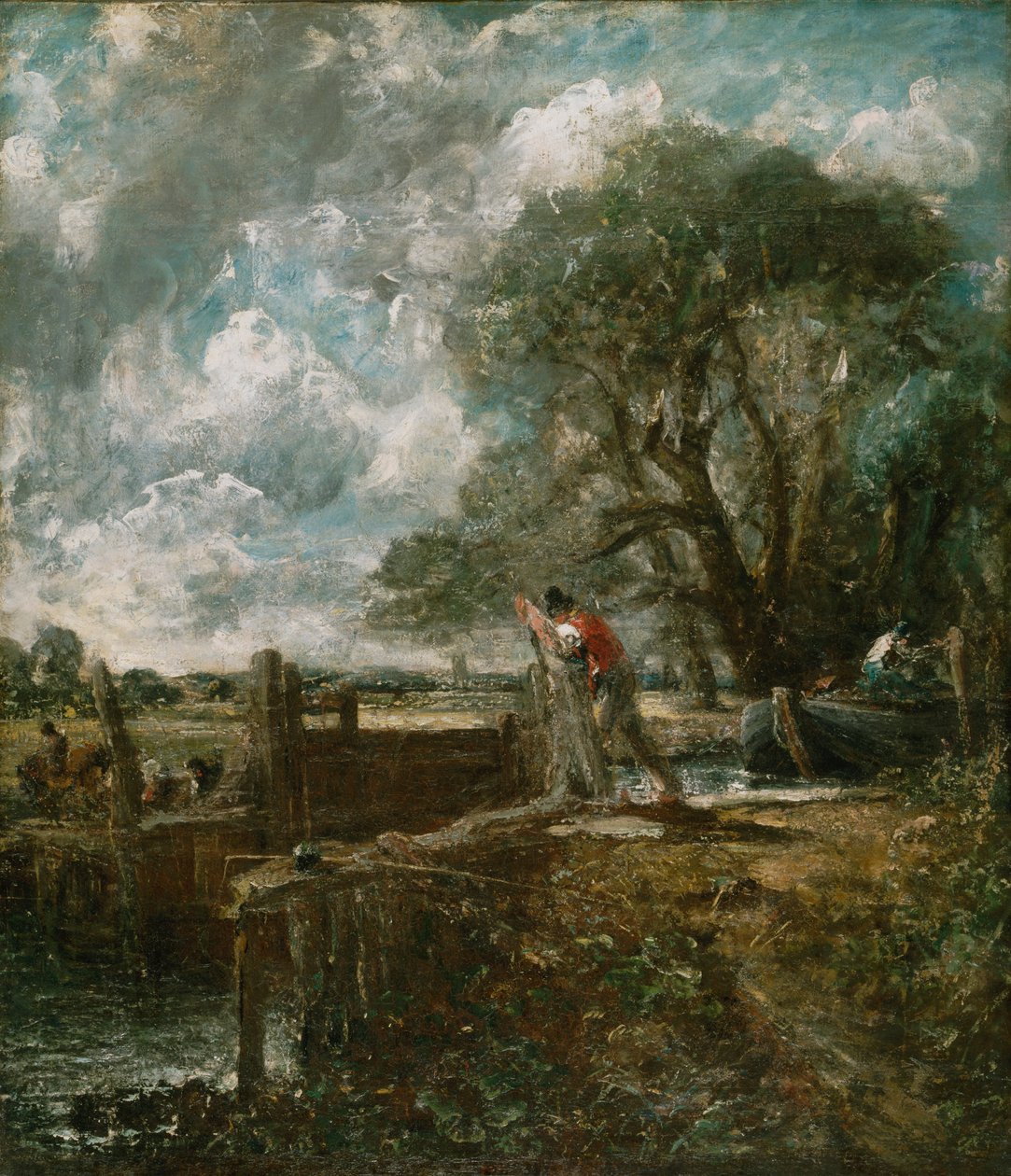 Luonnos veneestä, joka kulkee lukon läpi tekijältä John Constable