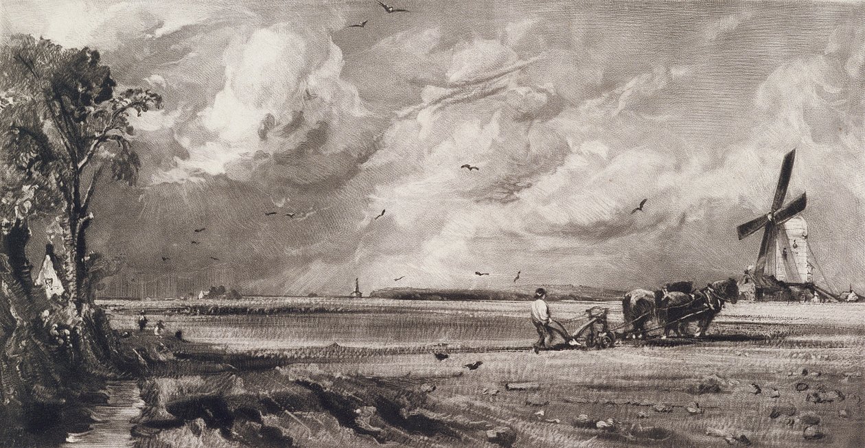 Kevät, kaiverrus David Lucas (1802-81) n. 1829-30 (mezzotint) tekijältä John Constable