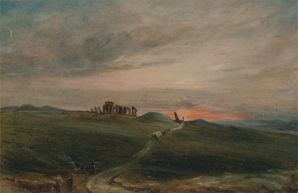 Stonehenge auringonlaskun aikaan tekijältä John Constable