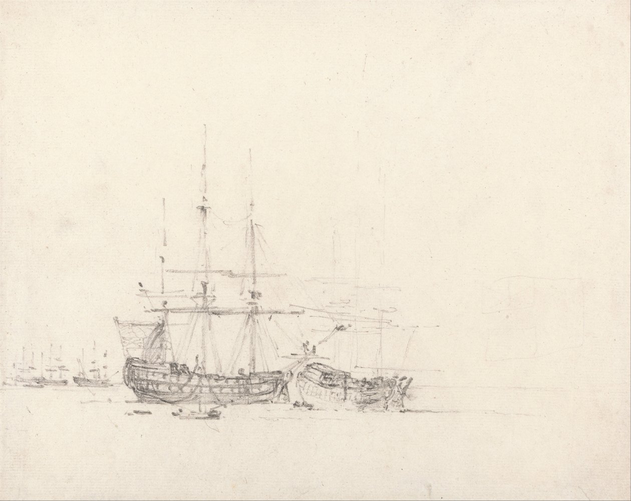 Kaksi laivaa ankkurissa tekijältä John Constable