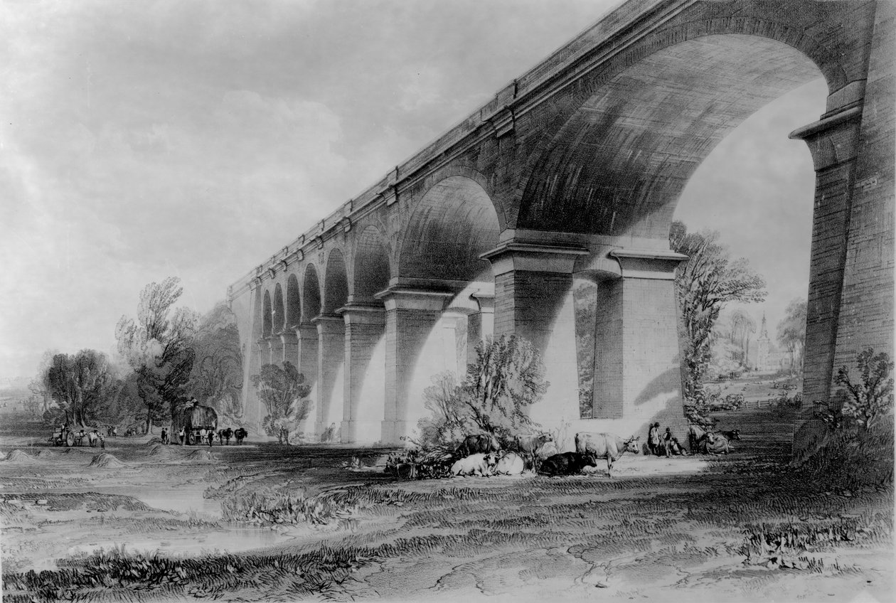 Wharncliffe Viaduct, noin 1840-luku tekijältä John Cooke Bourne