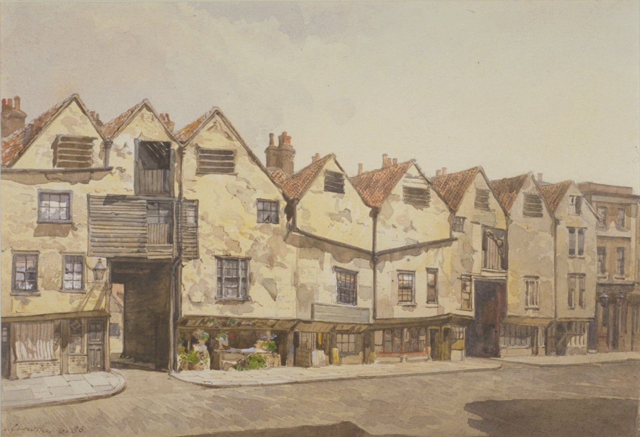 Näkymä kaupoista ja taloista, Bermondsey Street, Bermondsey, 1886 tekijältä John Crowther