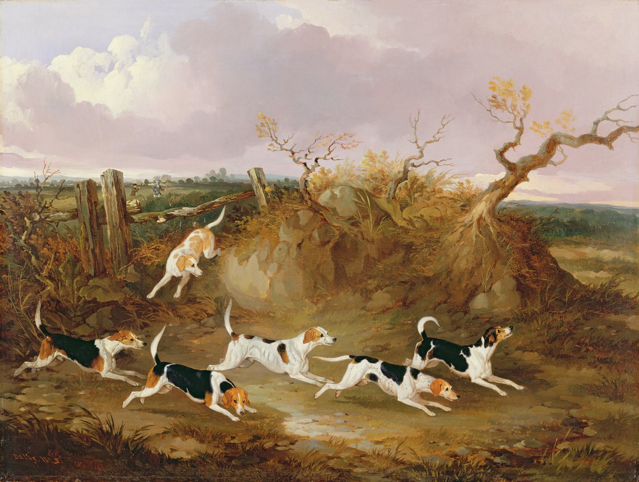 Beaglet täydessä huudossa, 1845 tekijältä John Dalby