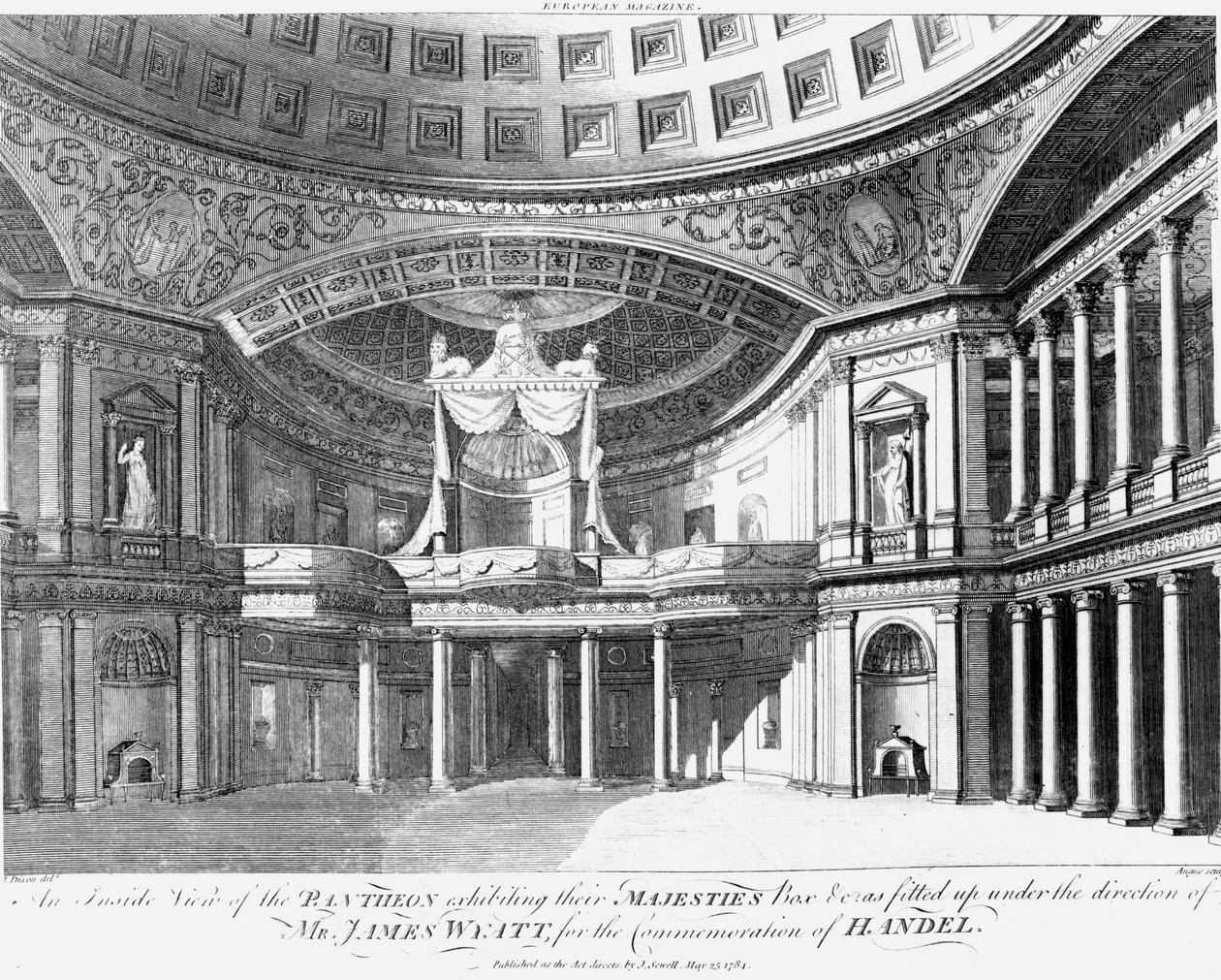 Sisäkuva Pantheonista, Oxford Street, Lontoo, 1784 tekijältä John Dixon