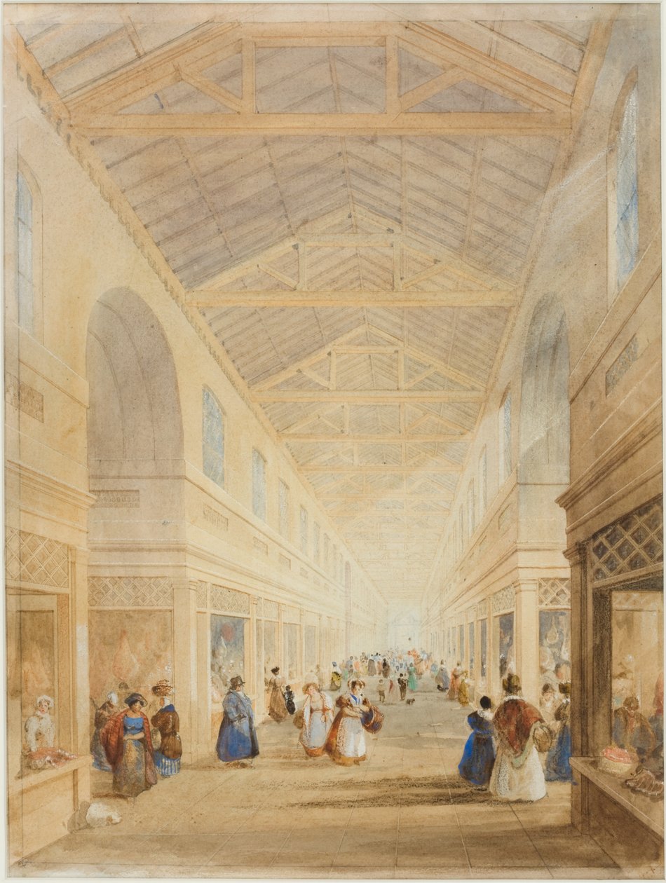 The Butcher Market, Newcastle upon Tyne (bc, muste ja wc paperilla) tekijältä John Dobson