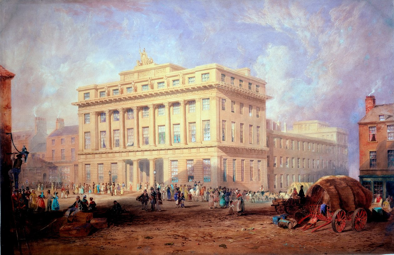 Royal Arcade, Newcastle upon Tyne (vartaloväri, muste ja akvarelli paperille (paperille)) tekijältä John Dobson