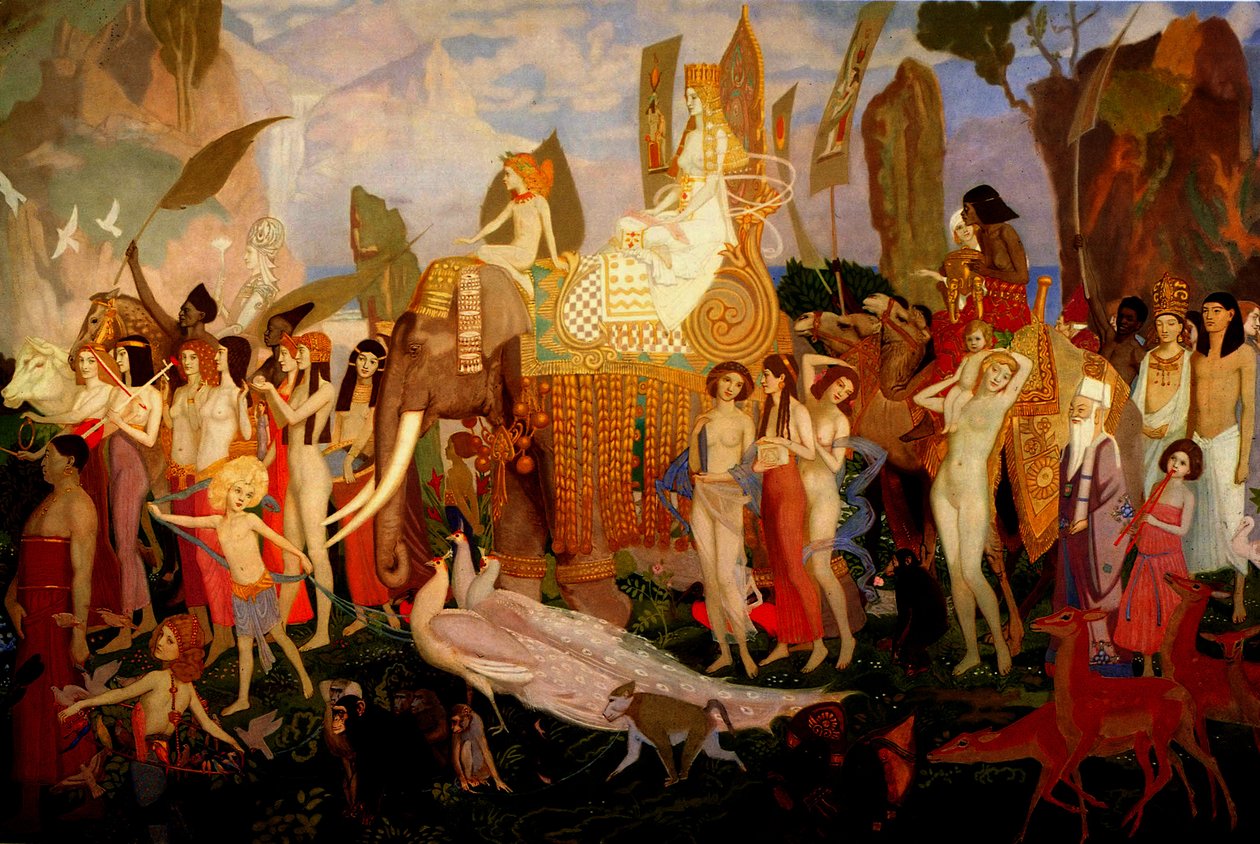 Saban kuningatar, 1923 (tempera paneelissa) tekijältä John Duncan