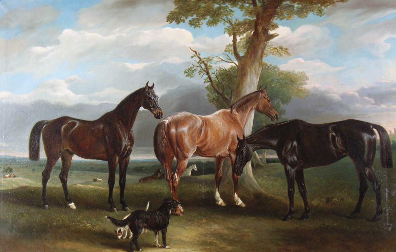 Kuudennen herttuan suosikkimetsästäjät ja koirat, 1857 tekijältä John E. Ferneley