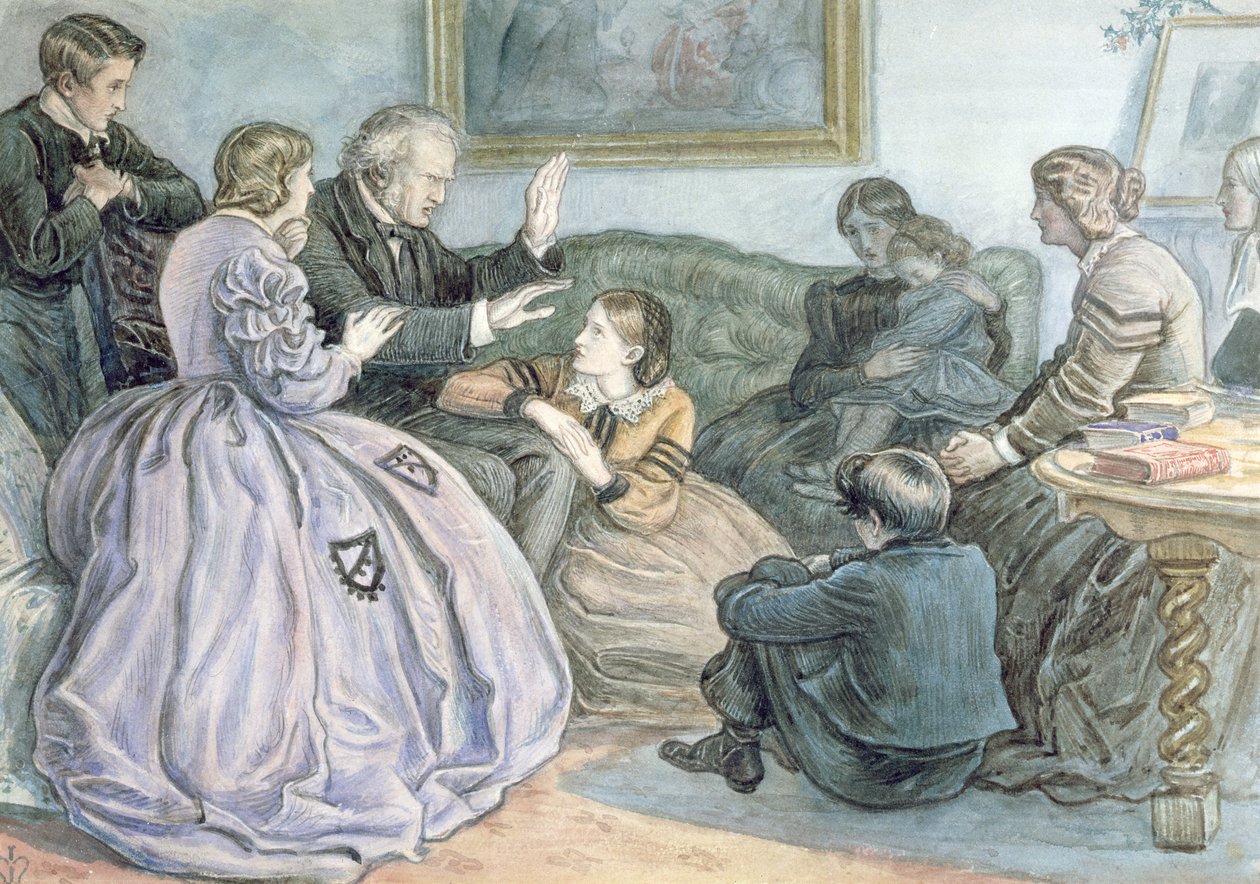 Joulutarina, Talven tarina, 1862 (wc kynällä paperilla) tekijältä John Everett Millais