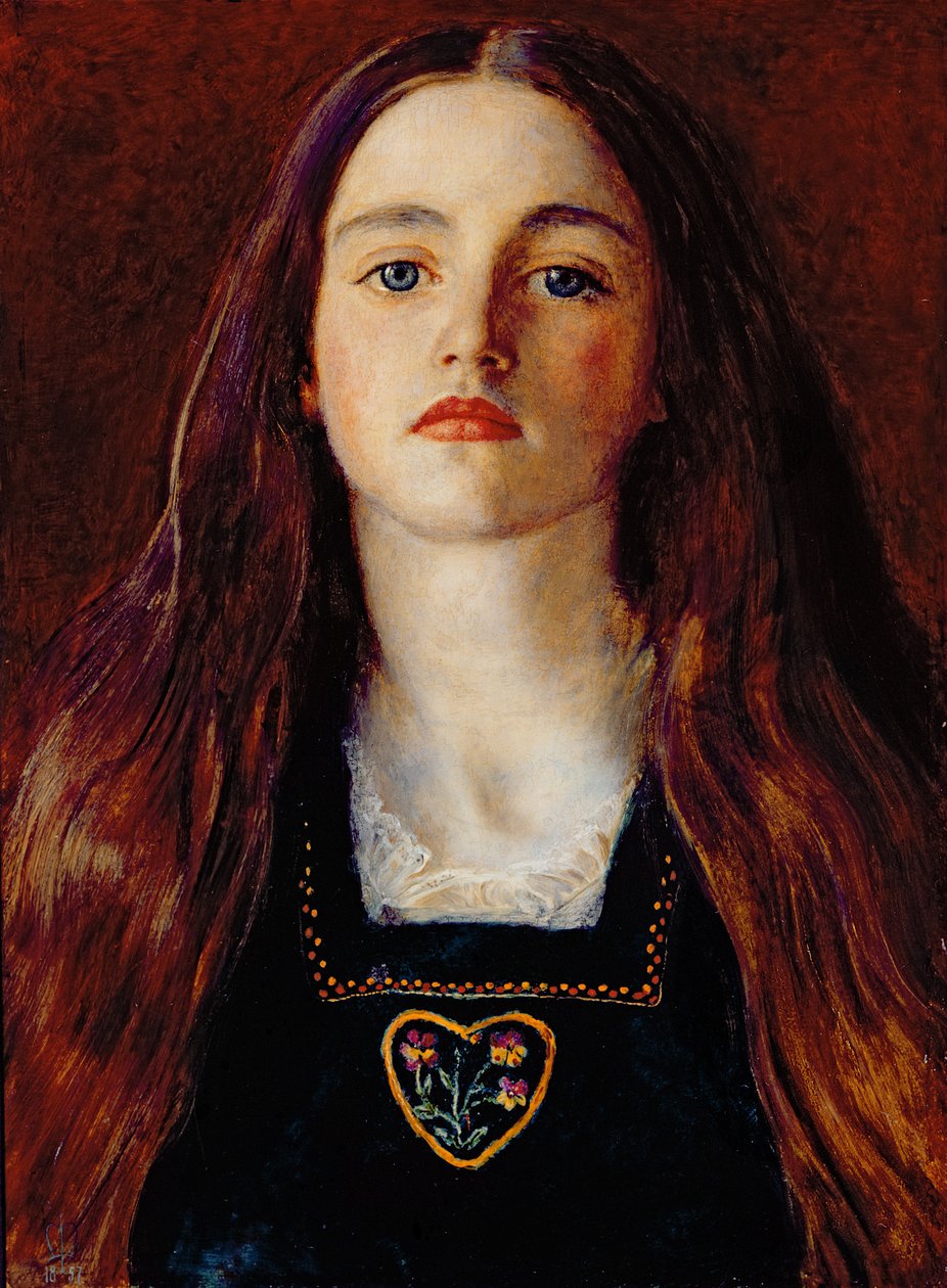Tytön muotokuva, 1857 (öljy paperille levitetty paneelin päälle) tekijältä John Everett Millais
