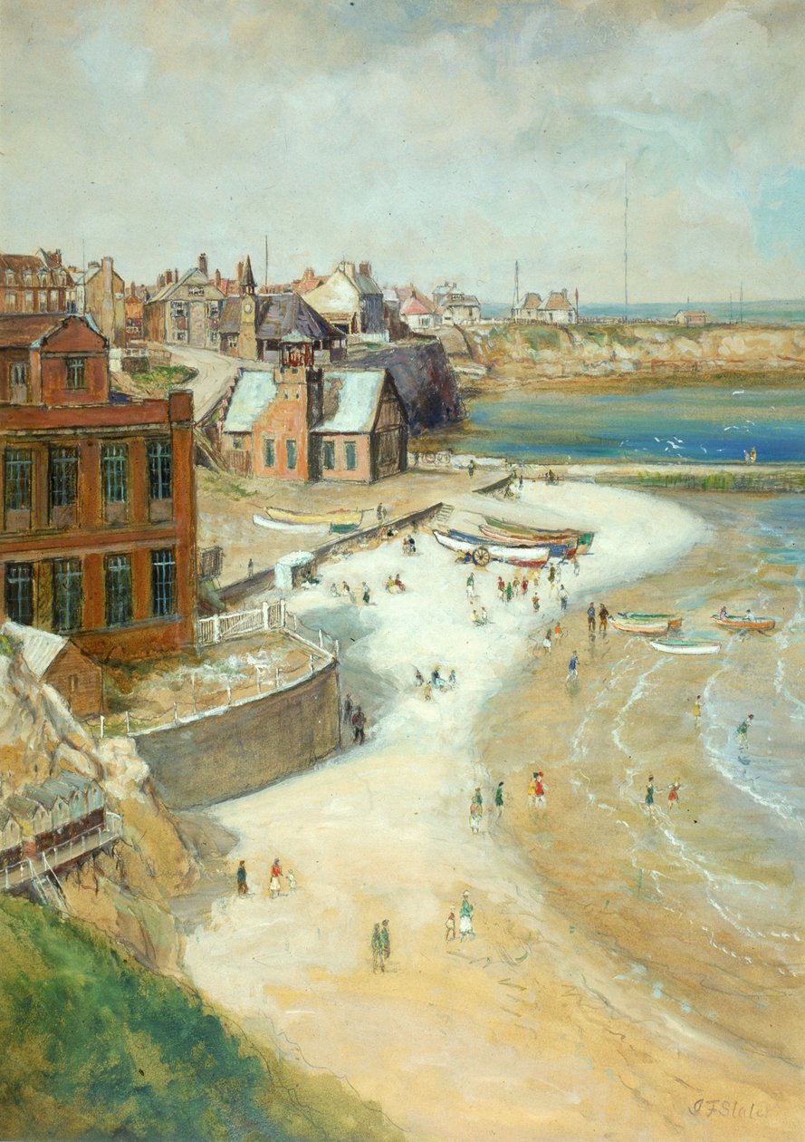 Cullercoats, Northumberland, 1910 (öljy, kynä ja wc kortilla) tekijältä John Falconar Slater