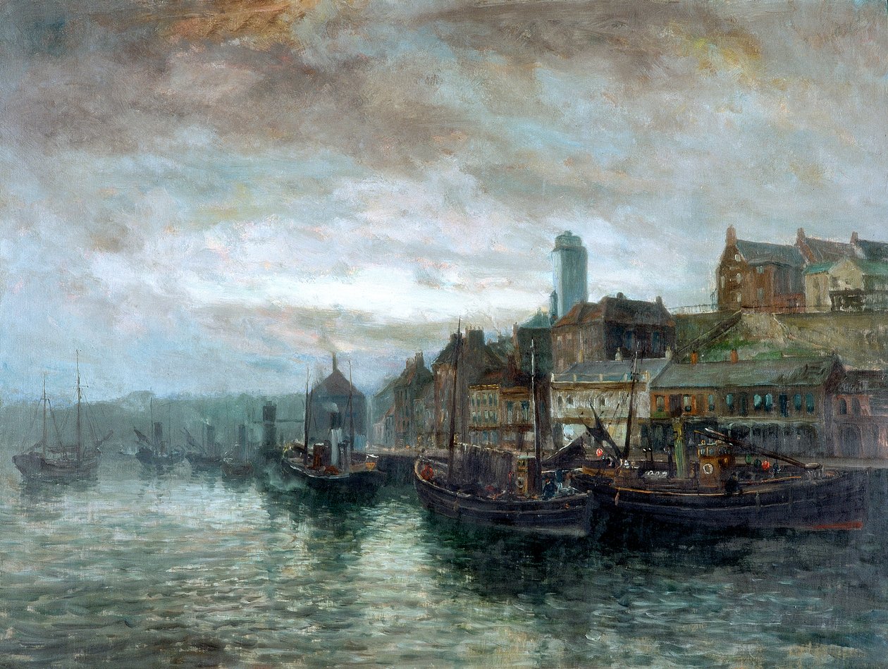 North Shieldsin laiturialue, n. 1890-1910 tekijältä John Falconar Slater