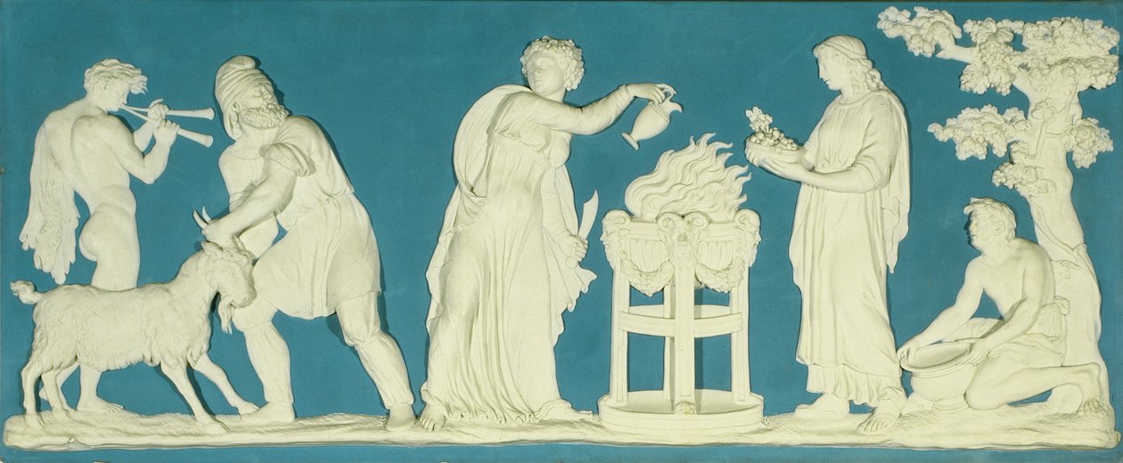 Bacchanalian Scene, Wedgwoodin plakki (jasperware) tekijältä John Flaxman