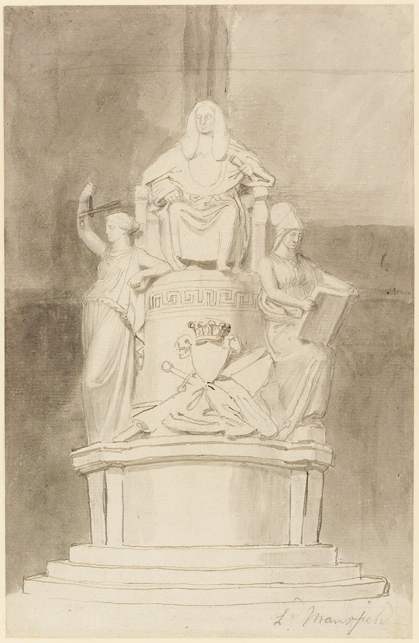 Suunnittelu Lord Mansfieldin muistomerkille, Westminster Abbey (lyijykynä, kynä, muste ja pesu paperille) (katso myös 273968 ja 273969) tekijältä John Flaxman