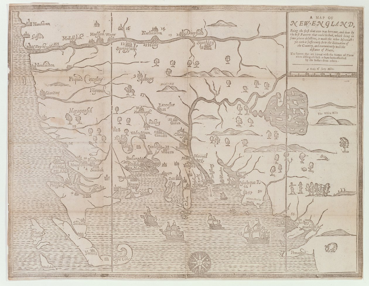 "Uuden-Englannin kartta, joka on ensimmäinen, joka tänne leikattiin...", 1677 tekijältä John Foster