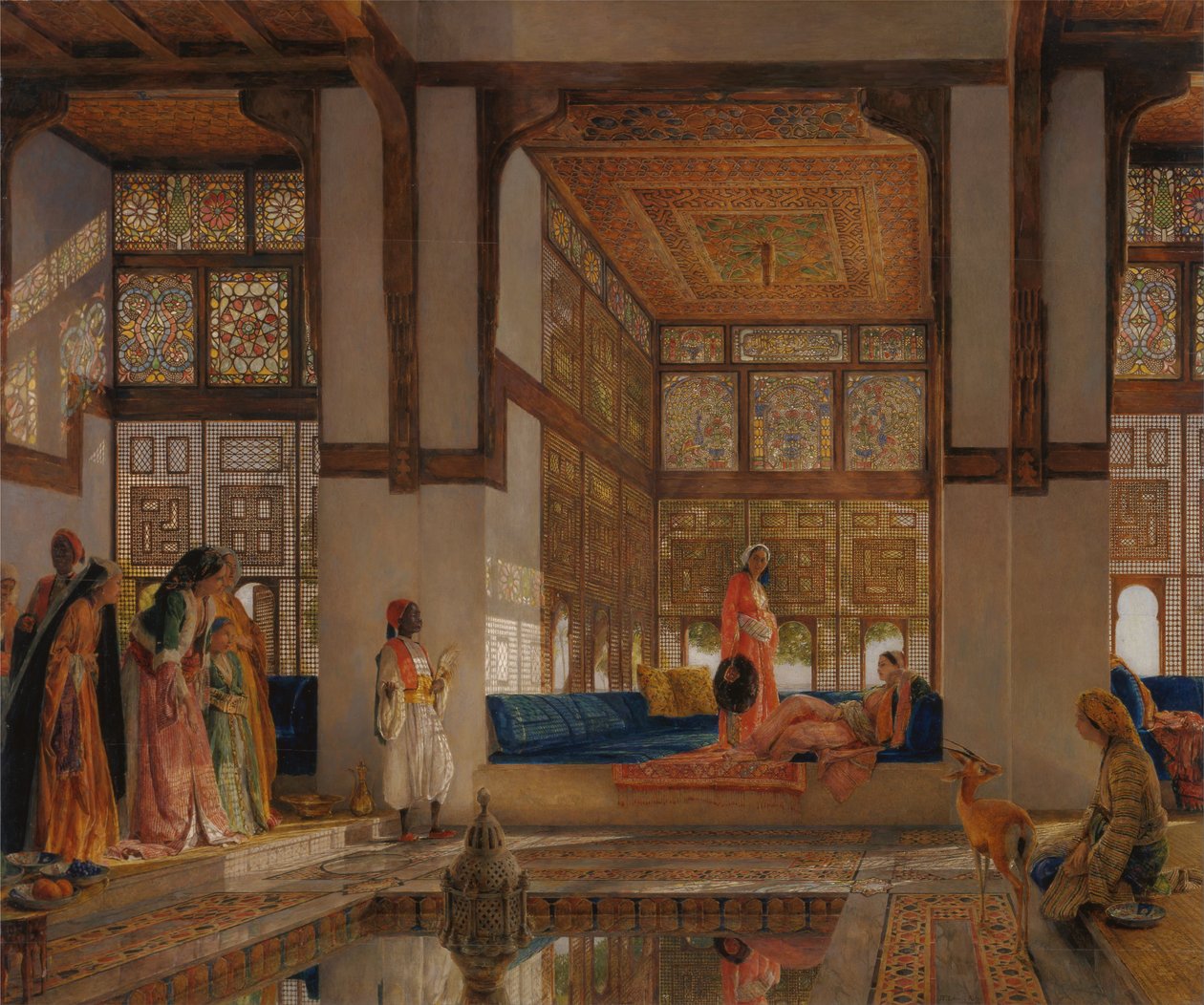 Nainen vastaanottaa vierailijoita (vastaanotto) tekijältä John Frederick Lewis