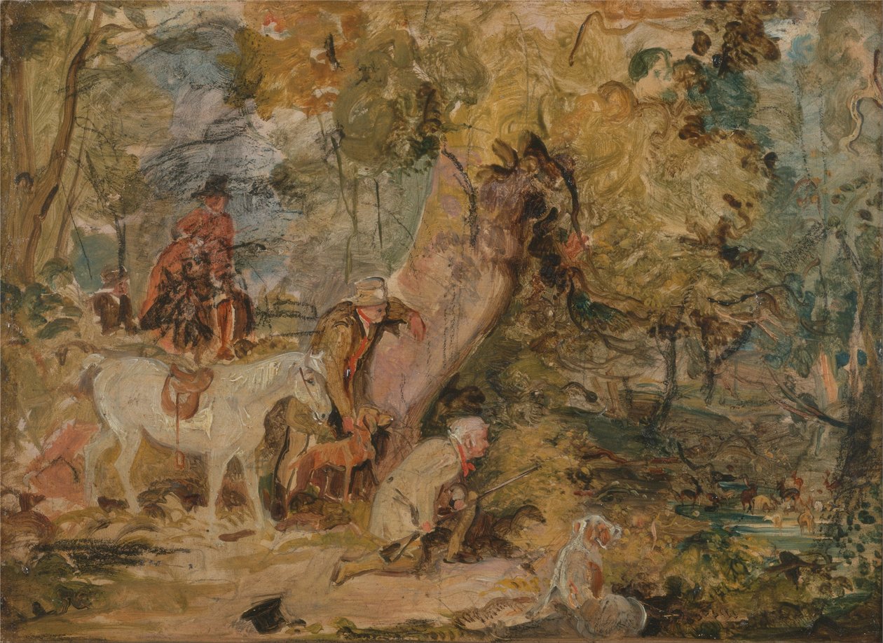 Luonnos metsäpeuraa metsästäville tekijältä John Frederick Lewis