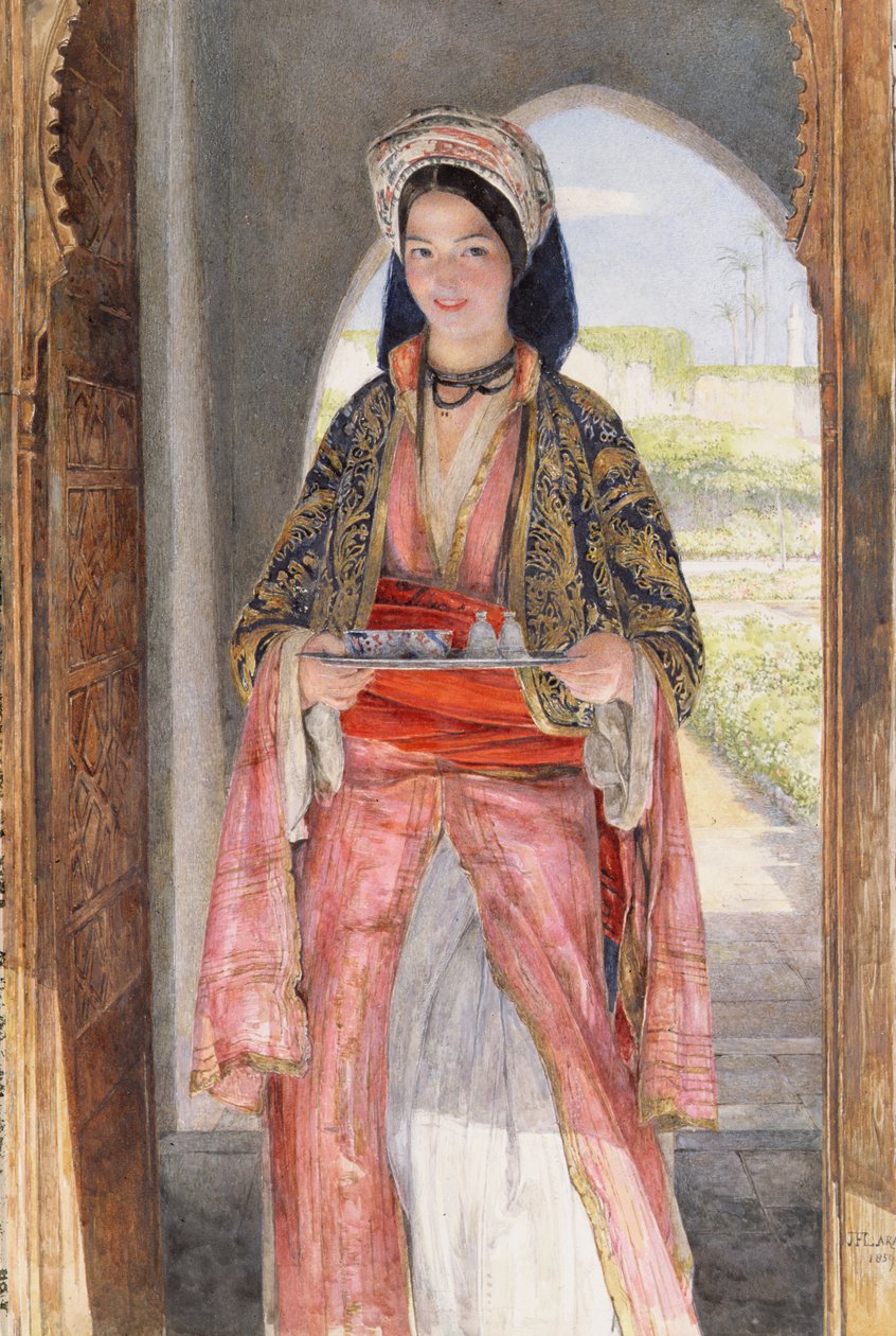 Itämainen tyttö kantamassa tarjotinta, 1859 tekijältä John Frederick Lewis