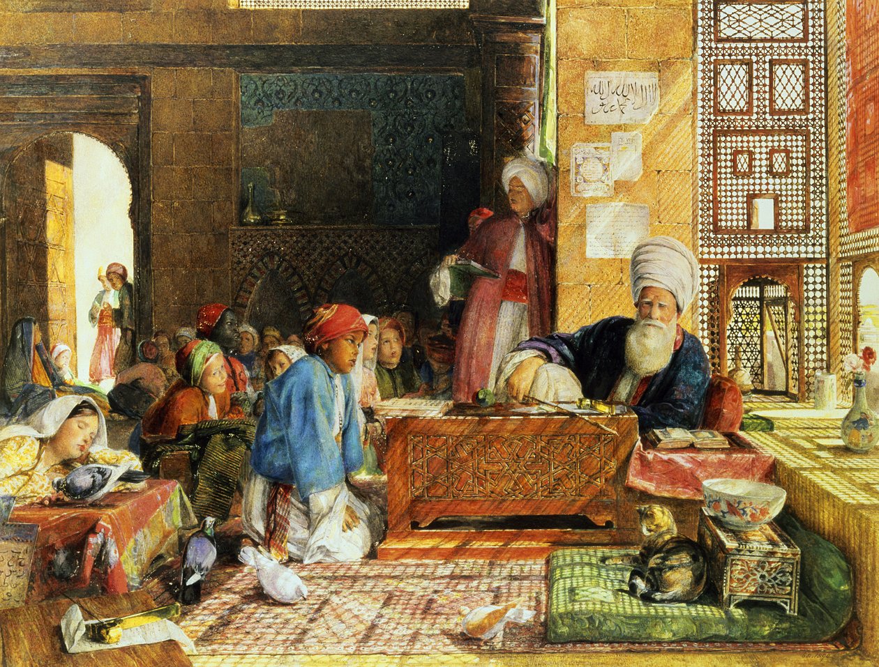 Koulun sisustus, Kairo, 1890 (katso myös 43799) tekijältä John Frederick Lewis