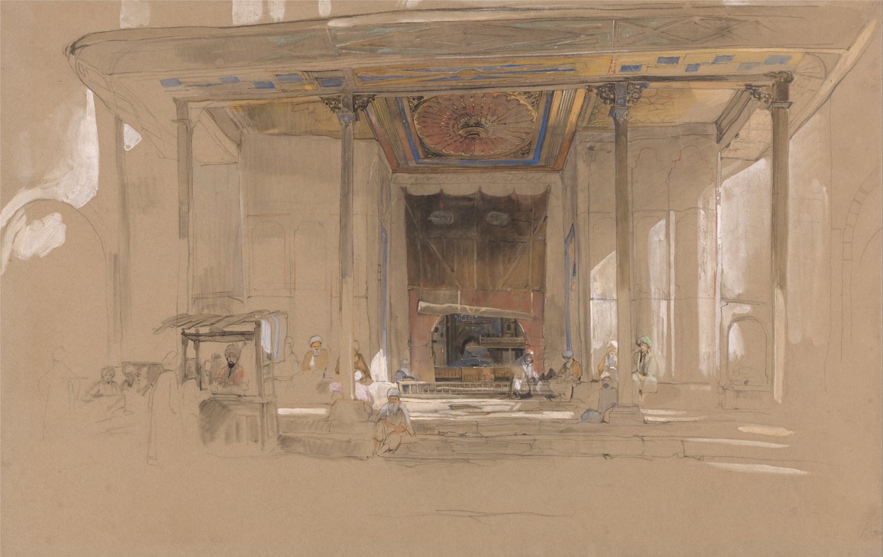 Suuren moskeijan pääsisäänkäynti, (Ulu cami) Bursa, Turkki, tekijältä John Frederick Lewis