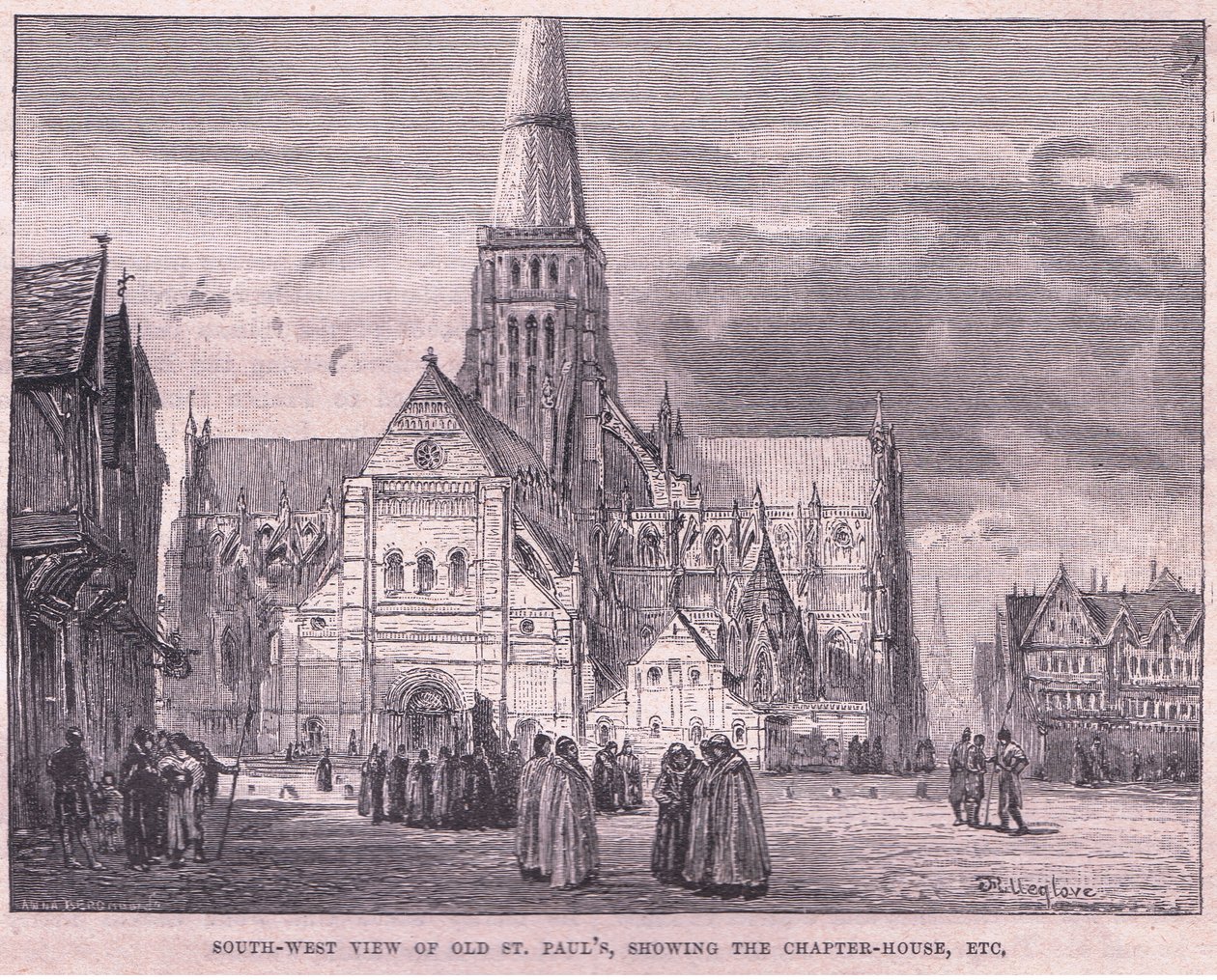 Lounaisnäkymä vanhalle St Paulille tekijältä John Fulleylove