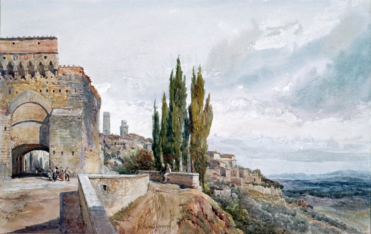 Roomalaisen teatterin rauniot San Gimignanossa, 1800-luku tekijältä John Fulleylove