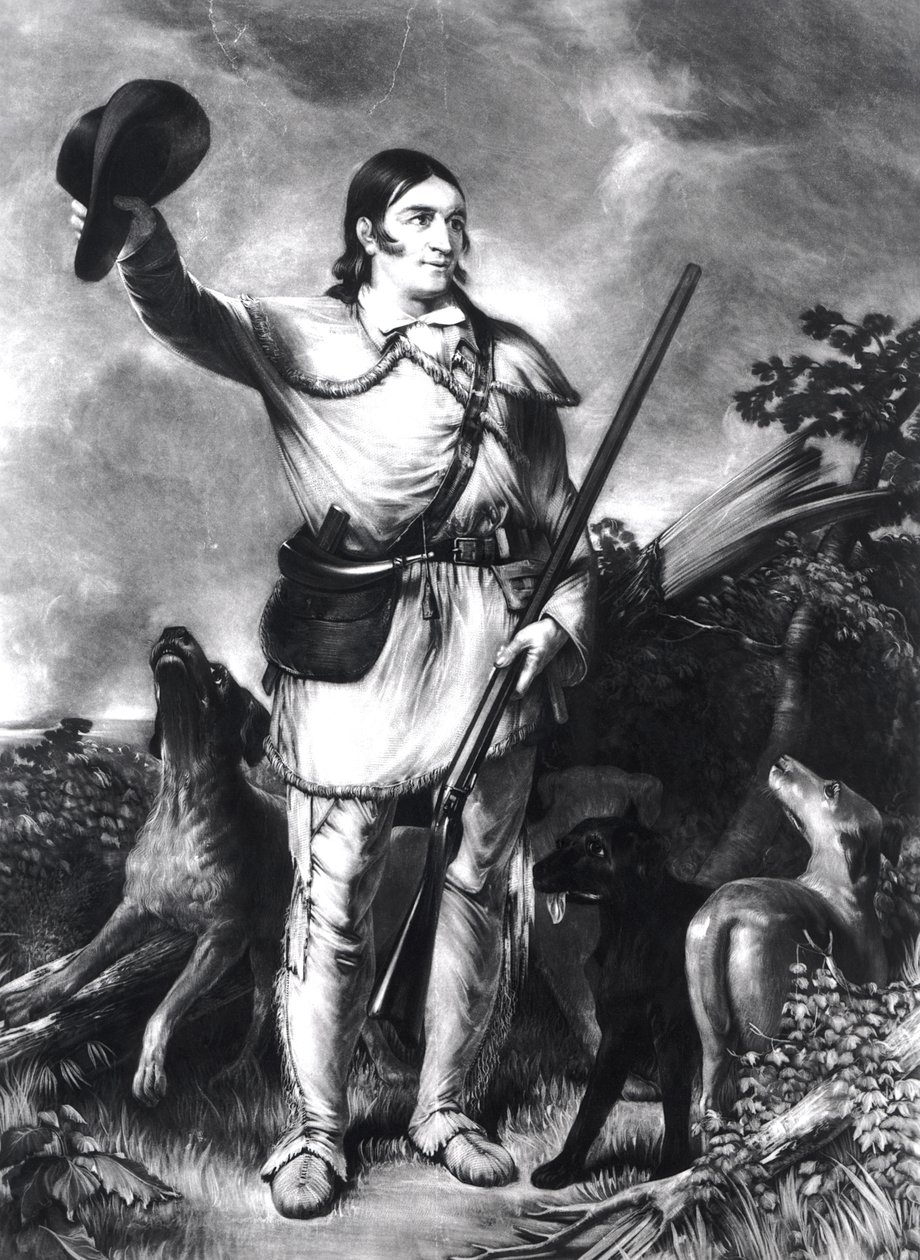 Eversti Davy Crockett, kaiverrus Charles Gilbert Stuart (n. 1787-1813) n. 1839 tekijältä John Gadsby Chapman