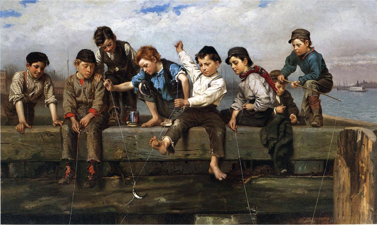 Poikien kalastus, 1880 tekijältä John George Brown