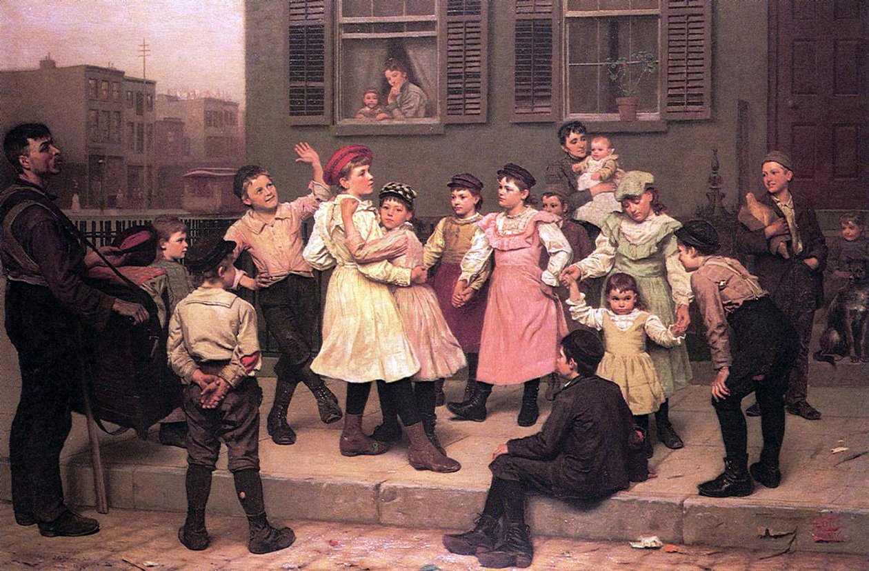 Lapset tanssivat kadulla, 1894 tekijältä John George Brown