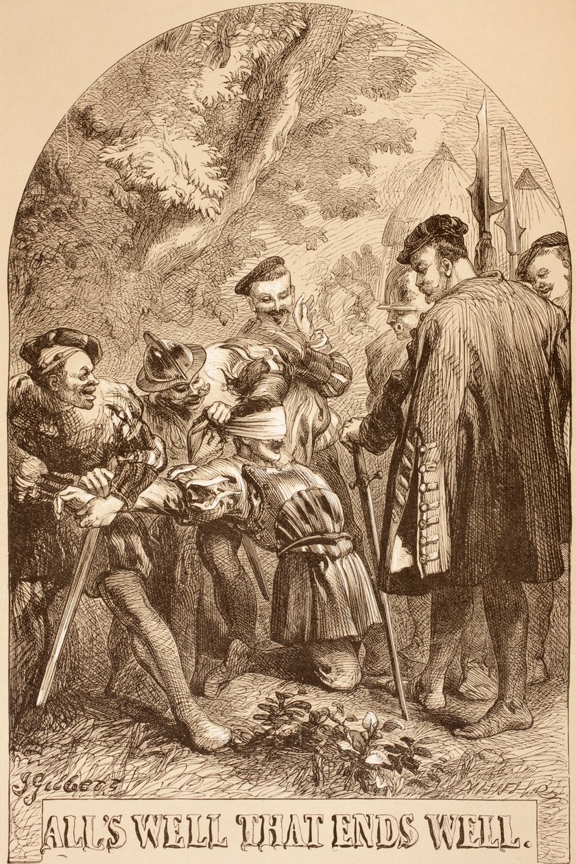 Kuvitus "Kaikki hyvin, mikä päättyy hyvin", "The Illustrated Library Shakespeare", julkaistu Lontoossa 1890 tekijältä John Gilbert