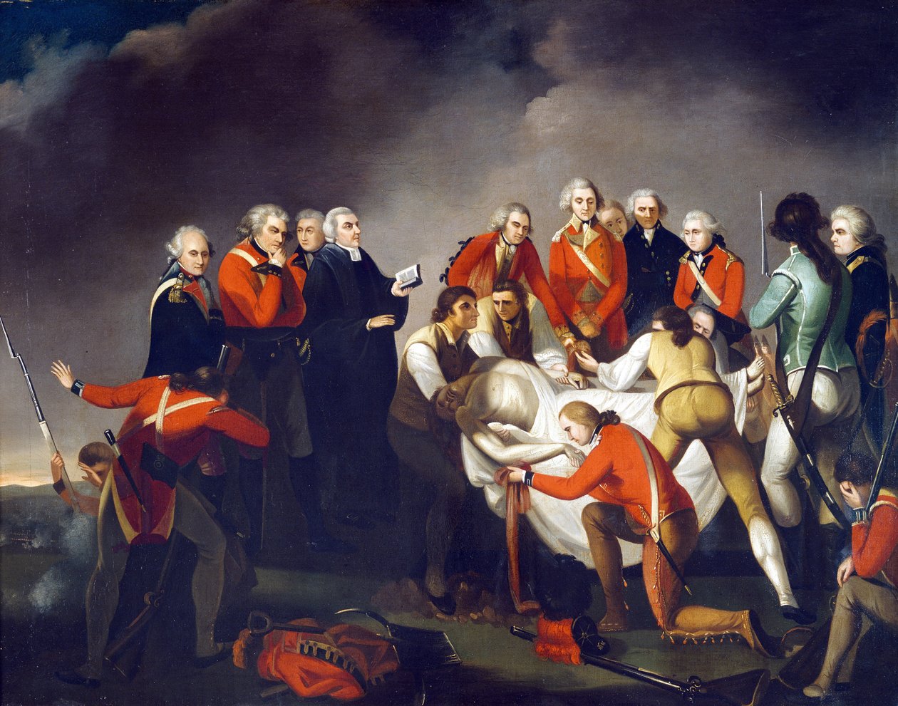 Kenraali Simon Fraserin (1729-77) hautaaminen Saratogan taistelun jälkeen vuonna 1777, noin 1800 tekijältä John Graham