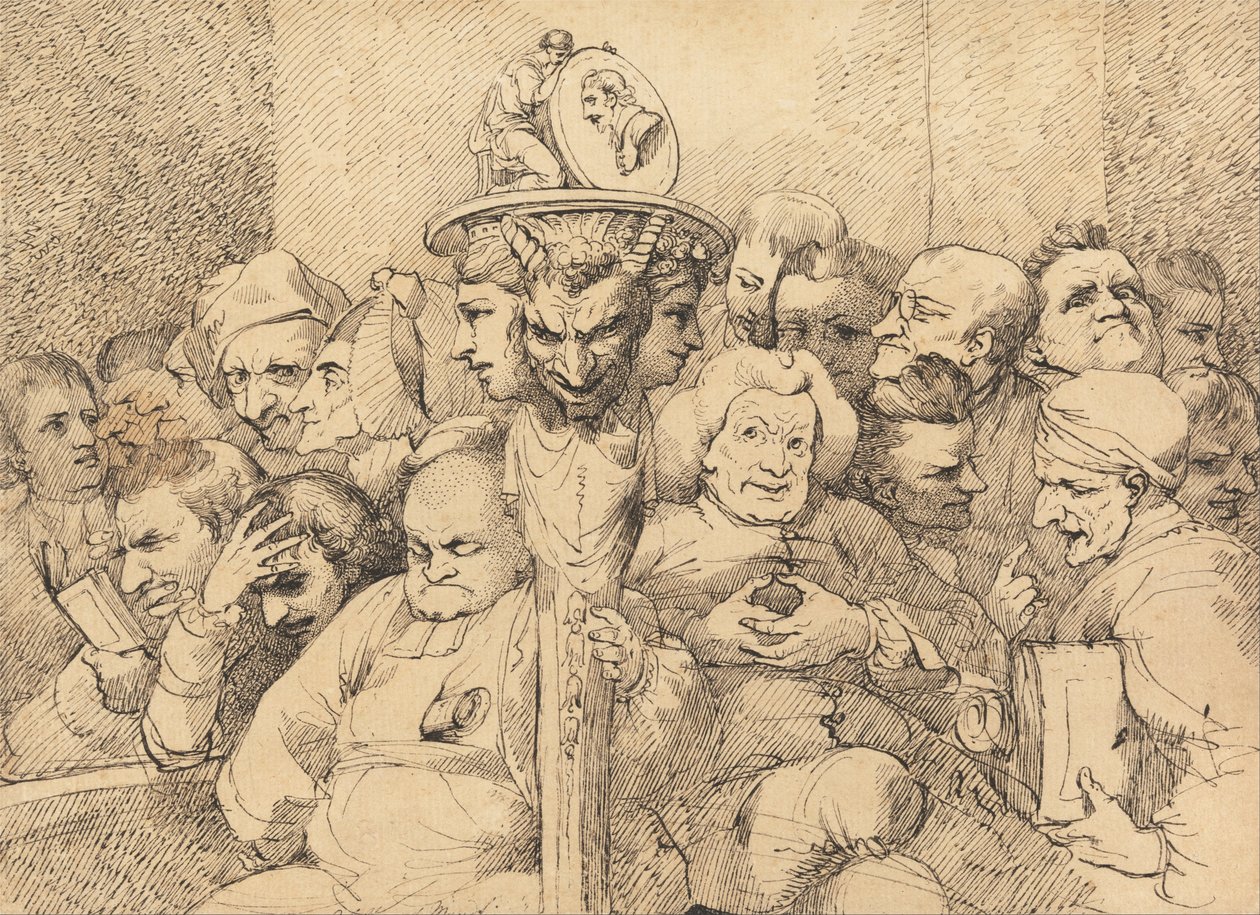 Kirjalliset hahmot koottu Shakespearen mitalin ympärille tekijältä John Hamilton Mortimer