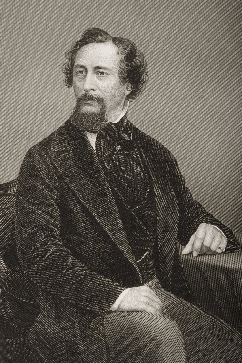 Charles John Huffam Dickens (1812-70), kaiverrus D.J. Pound valokuvasta, Lontoossa 1860 julkaistusta The Drawing-Room of Eminent Personages, Volume 2 -julkaisusta (katso yksityiskohdat numerosta 266631) tekijältä John Jabez Edwin Paisley Mayall