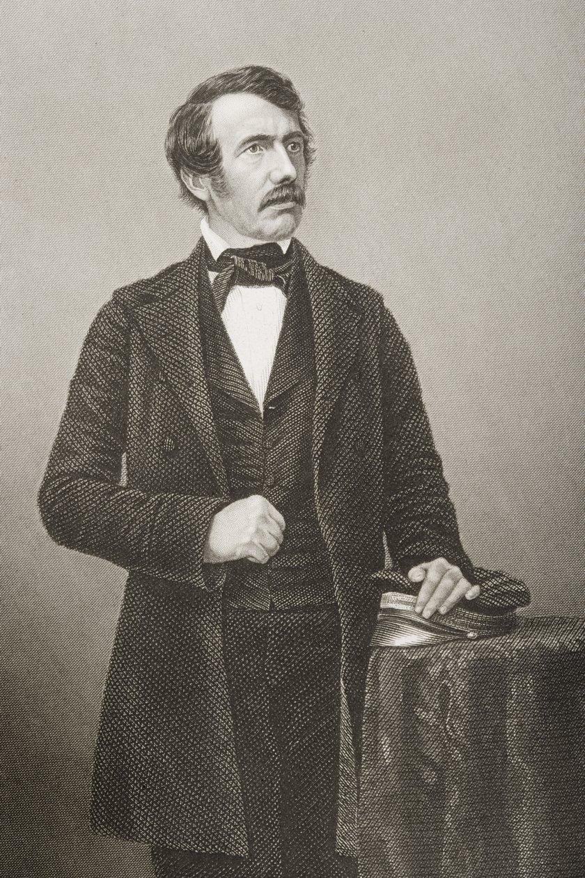 David Livingstone (1813-73), kaiverrus D.J. Pound valokuvasta, Lontoossa 1860 julkaistusta The Drawing-Room of Eminent Personages, Volume 2 -julkaisusta (katso yksityiskohdat numerosta 266634) tekijältä John Jabez Edwin Paisley Mayall