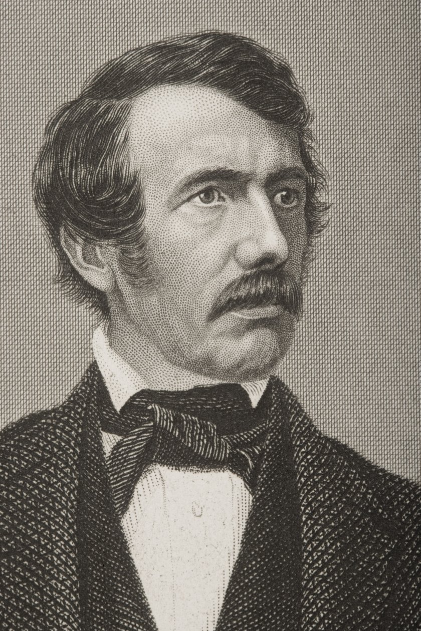 David Livingstone (1813-73) kaiverrettu D.J. Pauna valokuvasta, Lontoossa 1860 julkaistusta The Drawing-Room of Eminent Personages, Volume 2 (kaiverrus) (266635:n yksityiskohta) tekijältä John Jabez Edwin Paisley Mayall