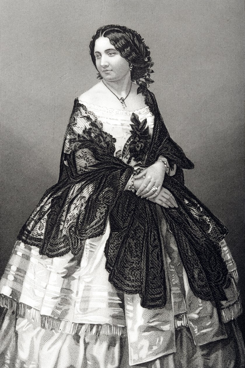 Neiti Arabella Goddard (1836-1922), kaiverrettu D.J. Pound valokuvasta, Lontoossa 1860 julkaistusta The Drawing-Room of Eminent Personages, Volume 2 tekijältä John Jabez Edwin Paisley Mayall