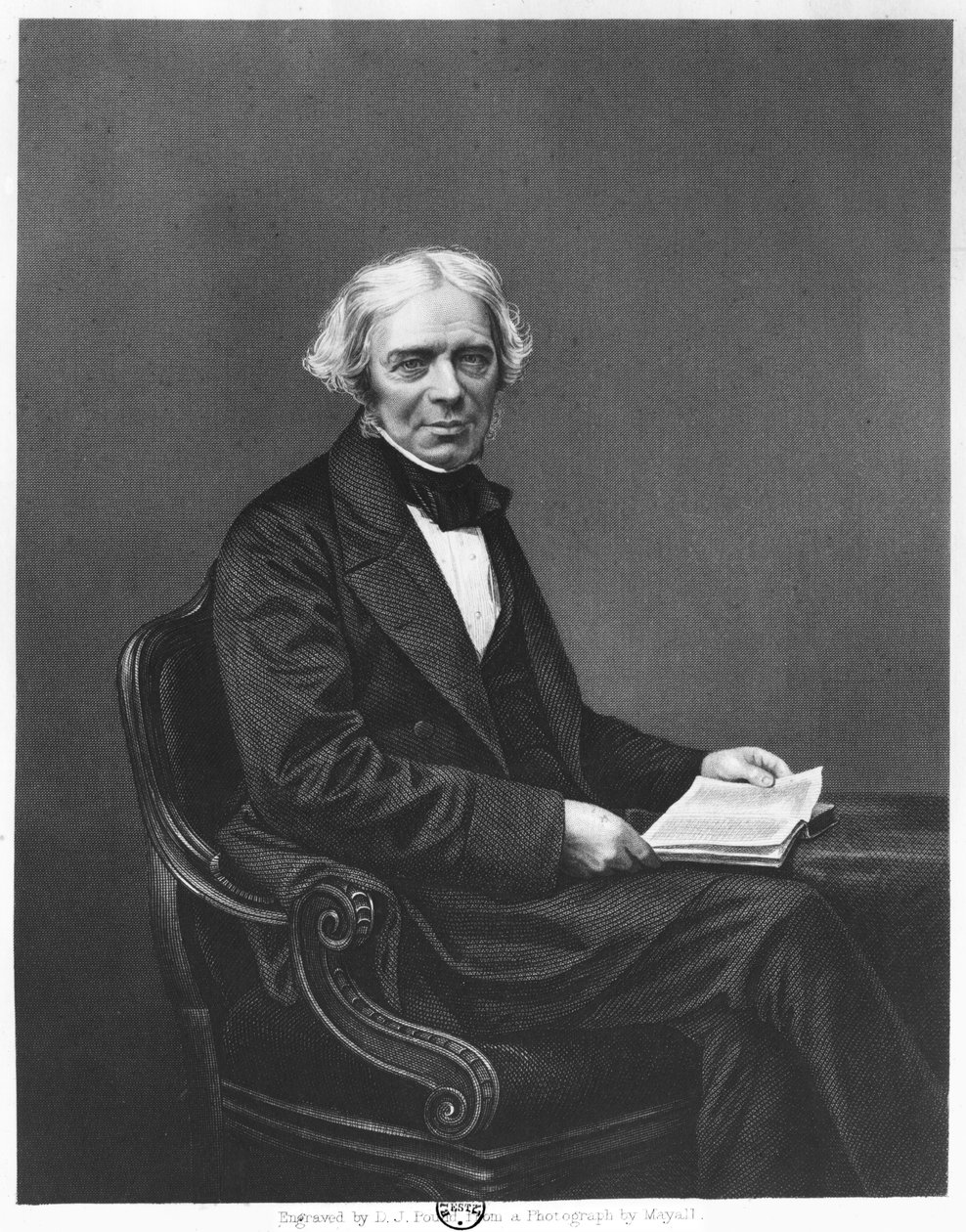 Muotokuva Michael Faradaystä (1791-1867) kaiverrettu D.J. Pauna valokuvasta tekijältä John Jabez Edwin Paisley Mayall