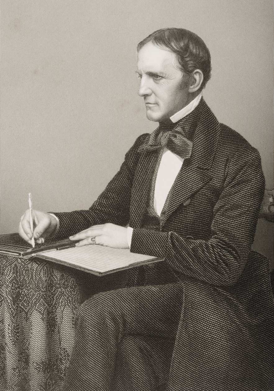 William Hickling Prescott (1796-1859), kaiverrus D.J. Pound valokuvasta, Lontoossa 1860 julkaistusta The Drawing-Room of Eminent Personages, Volume 2 tekijältä John Jabez Edwin Paisley Mayall