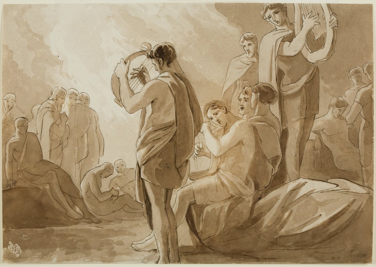 Kuvitus "Paradise Lost" (muste paperille) tekijältä John James Chalon
