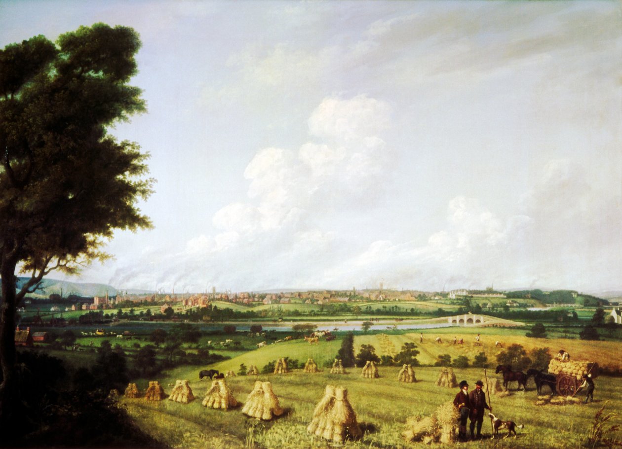 Näkymä Prestonista Penworthamin tehtaalta, 1821 tekijältä John Jenkinson