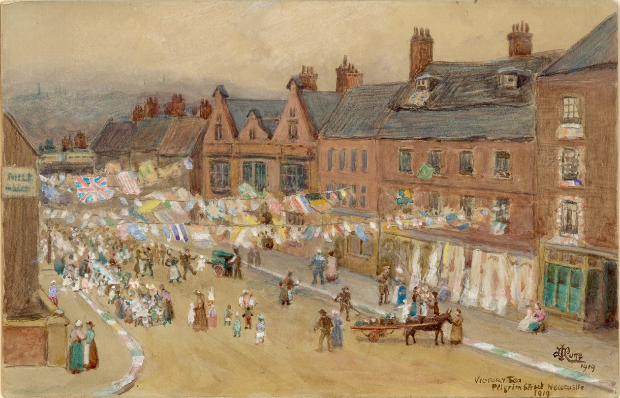 Victory Tea, Pilgrim Street, 1919 (eKr., kynä ja wc paperilla) tekijältä John Joseph Potts