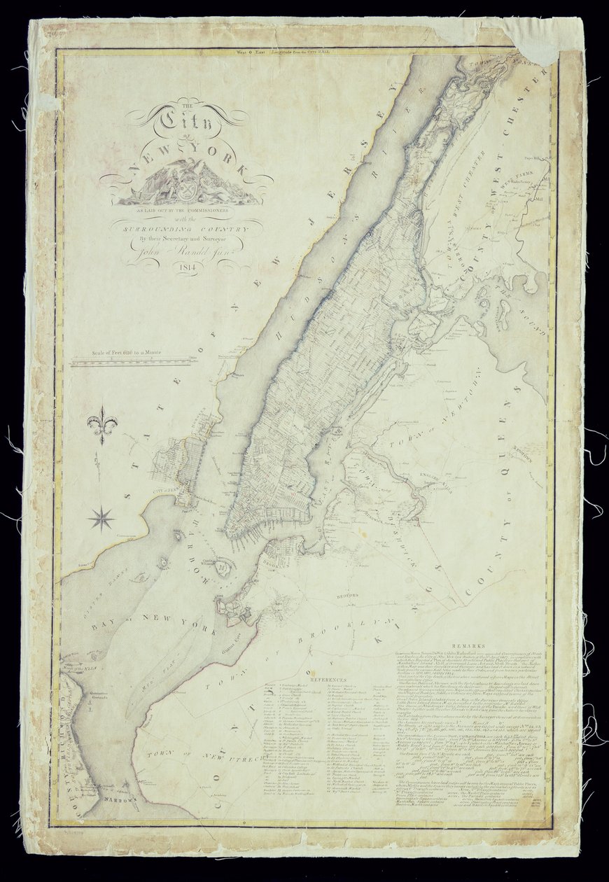 New Yorkin kaupungin kartta komission jäsenten asettamana, 1814 tekijältä John Jr. Randel