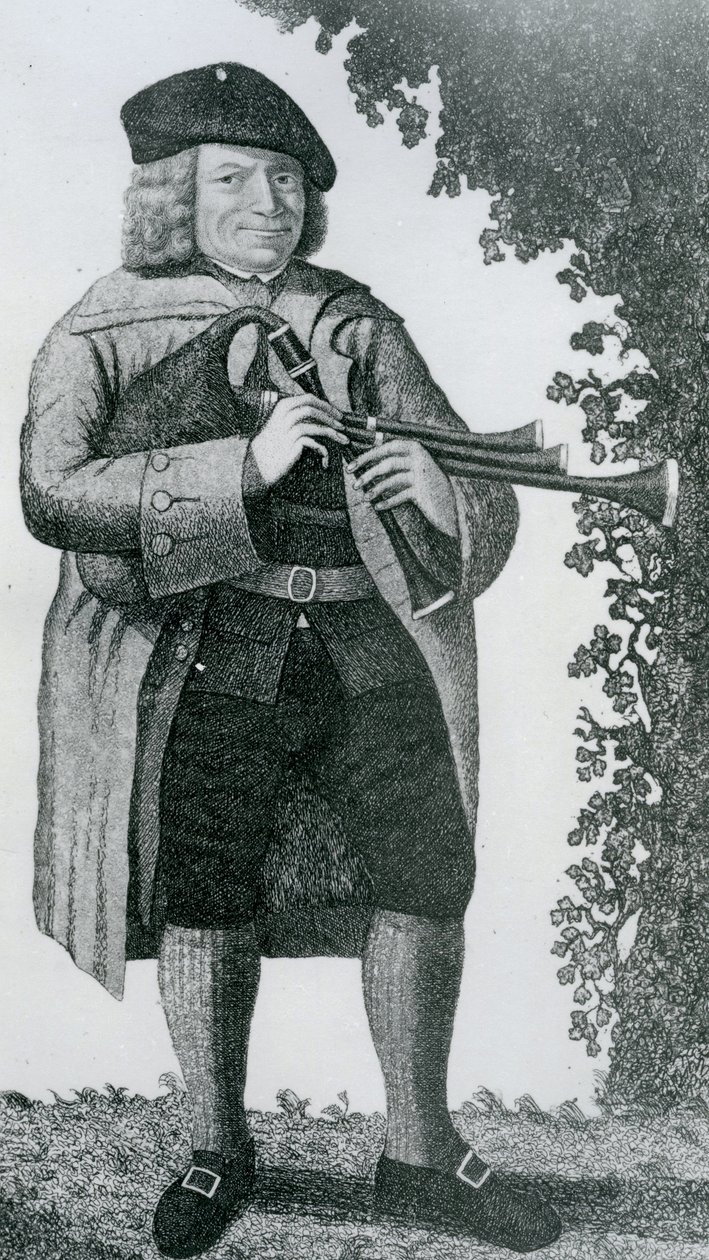 "Vanha Geordie Sime, kuuluisa Piper aikansa", 1789 tekijältä John Kay
